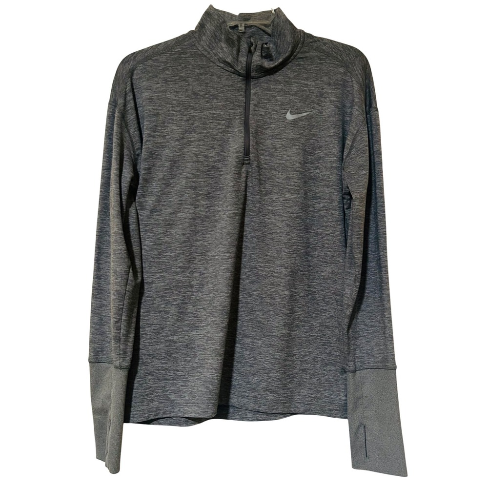 Nike Dri-FIT Running Pullover Women's Medium Gray Long Sleeve Thumb Hole Shirt